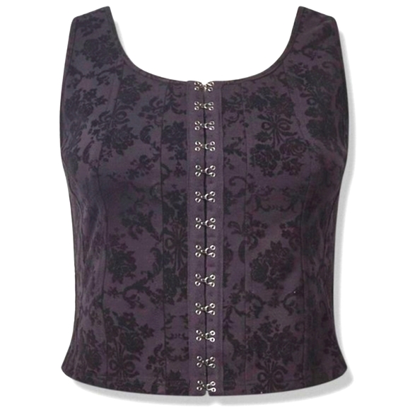 ❤️NWT VINTAGE TORRID CORSET TOP - HOOK & EYE - DAMASK PRINT SLEVELESS PLUS SIZE - Picture 9 of 12